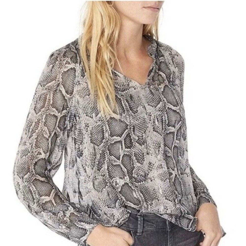 Rebecca Taylor 100% Silk Pullover Blouse Top Size 4 Snake Skin Textured Python